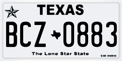 TX license plate BCZ0883