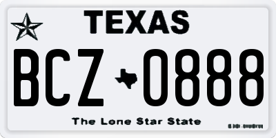 TX license plate BCZ0888
