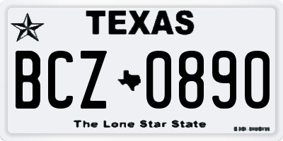 TX license plate BCZ0890
