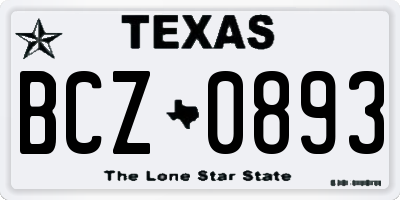 TX license plate BCZ0893
