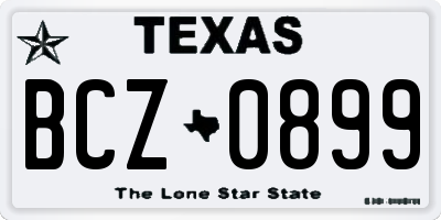TX license plate BCZ0899