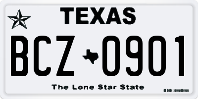 TX license plate BCZ0901