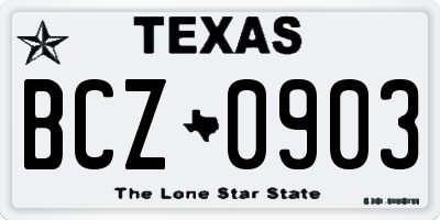 TX license plate BCZ0903