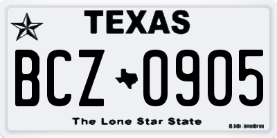 TX license plate BCZ0905