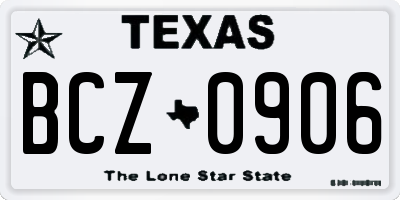 TX license plate BCZ0906