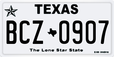 TX license plate BCZ0907