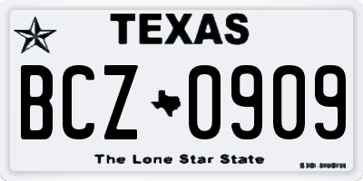 TX license plate BCZ0909