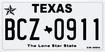 TX license plate BCZ0911