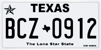 TX license plate BCZ0912