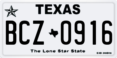 TX license plate BCZ0916