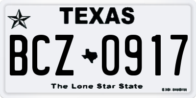 TX license plate BCZ0917