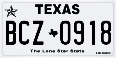 TX license plate BCZ0918
