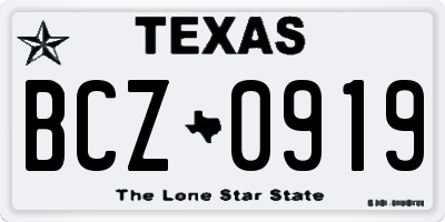 TX license plate BCZ0919