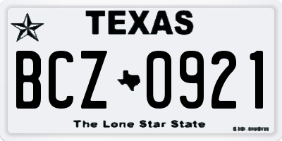 TX license plate BCZ0921