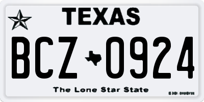 TX license plate BCZ0924