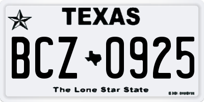 TX license plate BCZ0925