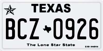 TX license plate BCZ0926