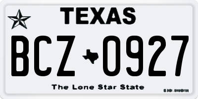 TX license plate BCZ0927