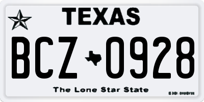 TX license plate BCZ0928