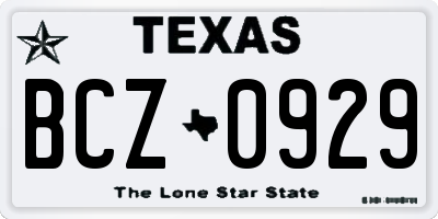 TX license plate BCZ0929