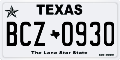 TX license plate BCZ0930