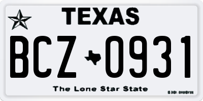 TX license plate BCZ0931