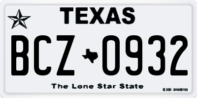 TX license plate BCZ0932