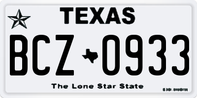 TX license plate BCZ0933