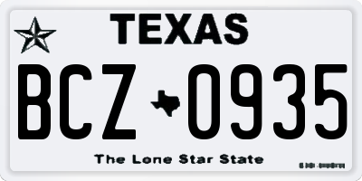 TX license plate BCZ0935
