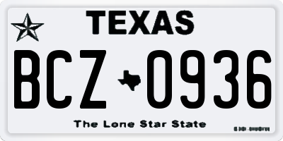 TX license plate BCZ0936