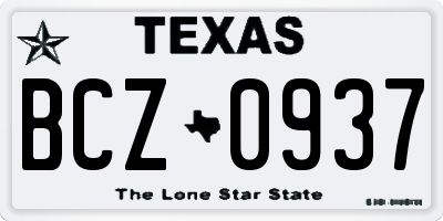 TX license plate BCZ0937
