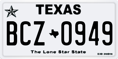 TX license plate BCZ0949