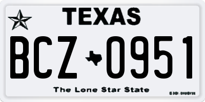 TX license plate BCZ0951