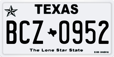 TX license plate BCZ0952