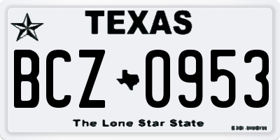 TX license plate BCZ0953