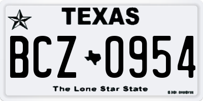 TX license plate BCZ0954