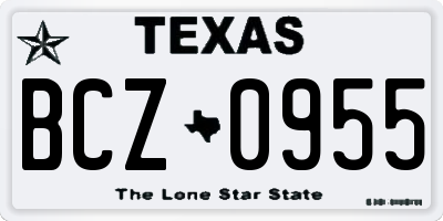 TX license plate BCZ0955