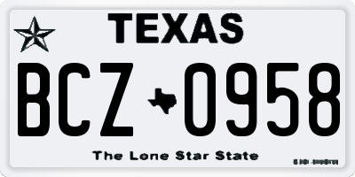 TX license plate BCZ0958