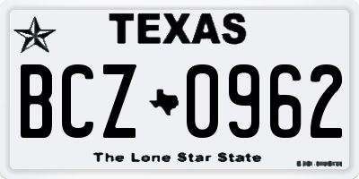 TX license plate BCZ0962