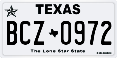 TX license plate BCZ0972