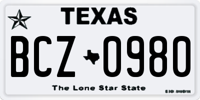 TX license plate BCZ0980