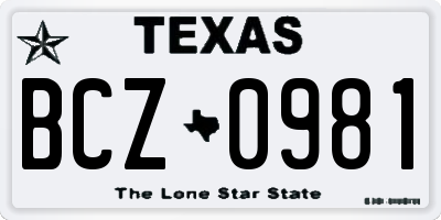 TX license plate BCZ0981