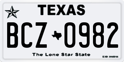 TX license plate BCZ0982