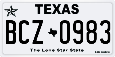 TX license plate BCZ0983