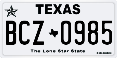 TX license plate BCZ0985