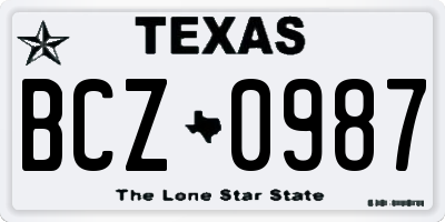 TX license plate BCZ0987
