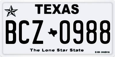 TX license plate BCZ0988