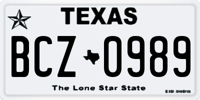 TX license plate BCZ0989