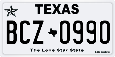 TX license plate BCZ0990