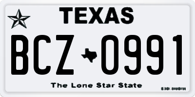 TX license plate BCZ0991